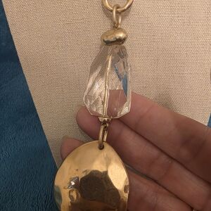 Chico's Gold and Crystal Pendant Necklace